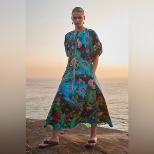 Megan Park Leilani Poplin Midi Dress Sz-XS